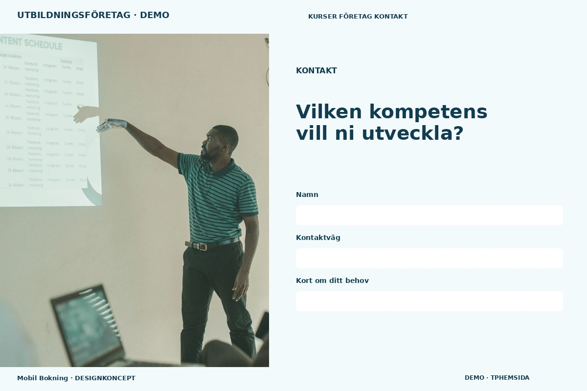 Mobil Bokning – Kontakt för utbildningsföretag