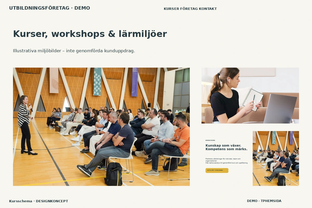 Kursschema – Kurser, workshops & lärmiljöer för utbildningsföretag