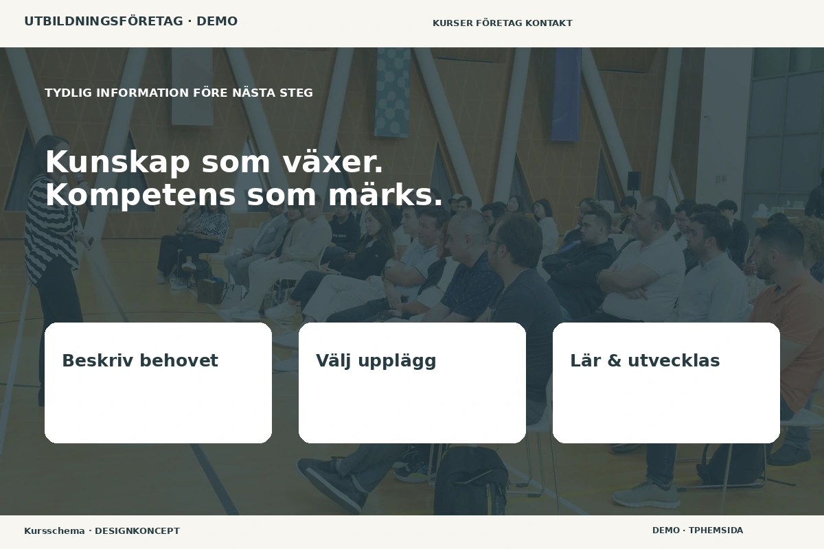Kursschema – Inför ditt val för utbildningsföretag