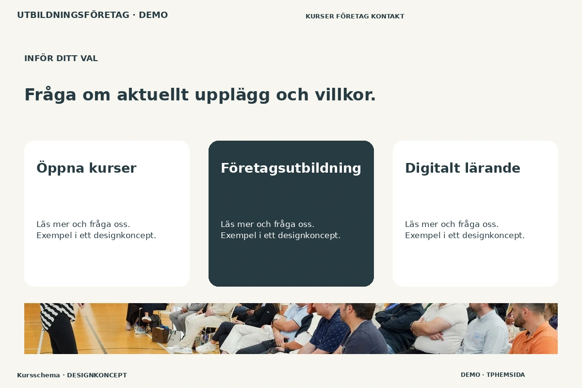 Kursschema – Alternativ & villkor för utbildningsföretag