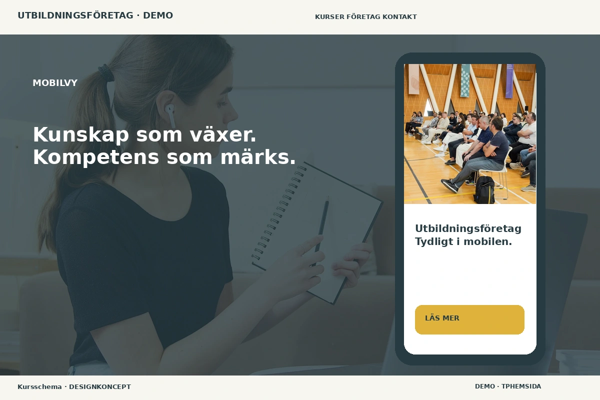 Kursschema – Mobilvy för utbildningsföretag