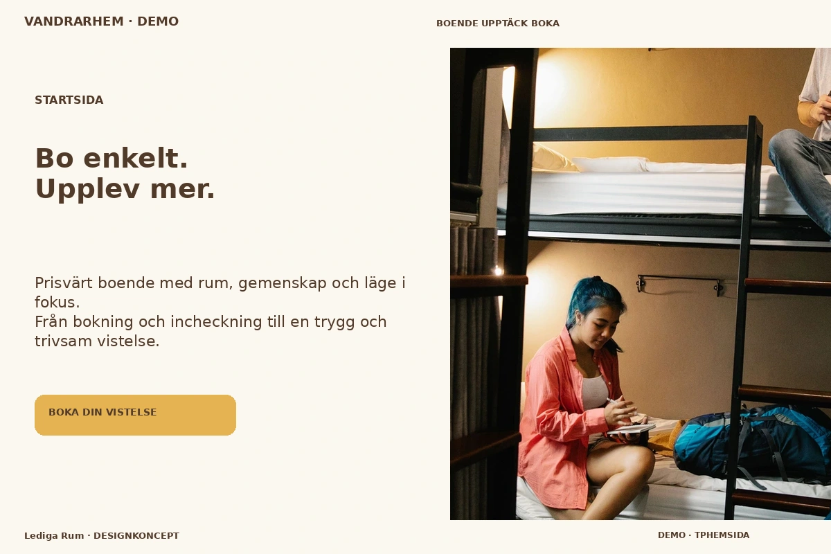 Lediga Rum – Startsida för vandrarhem