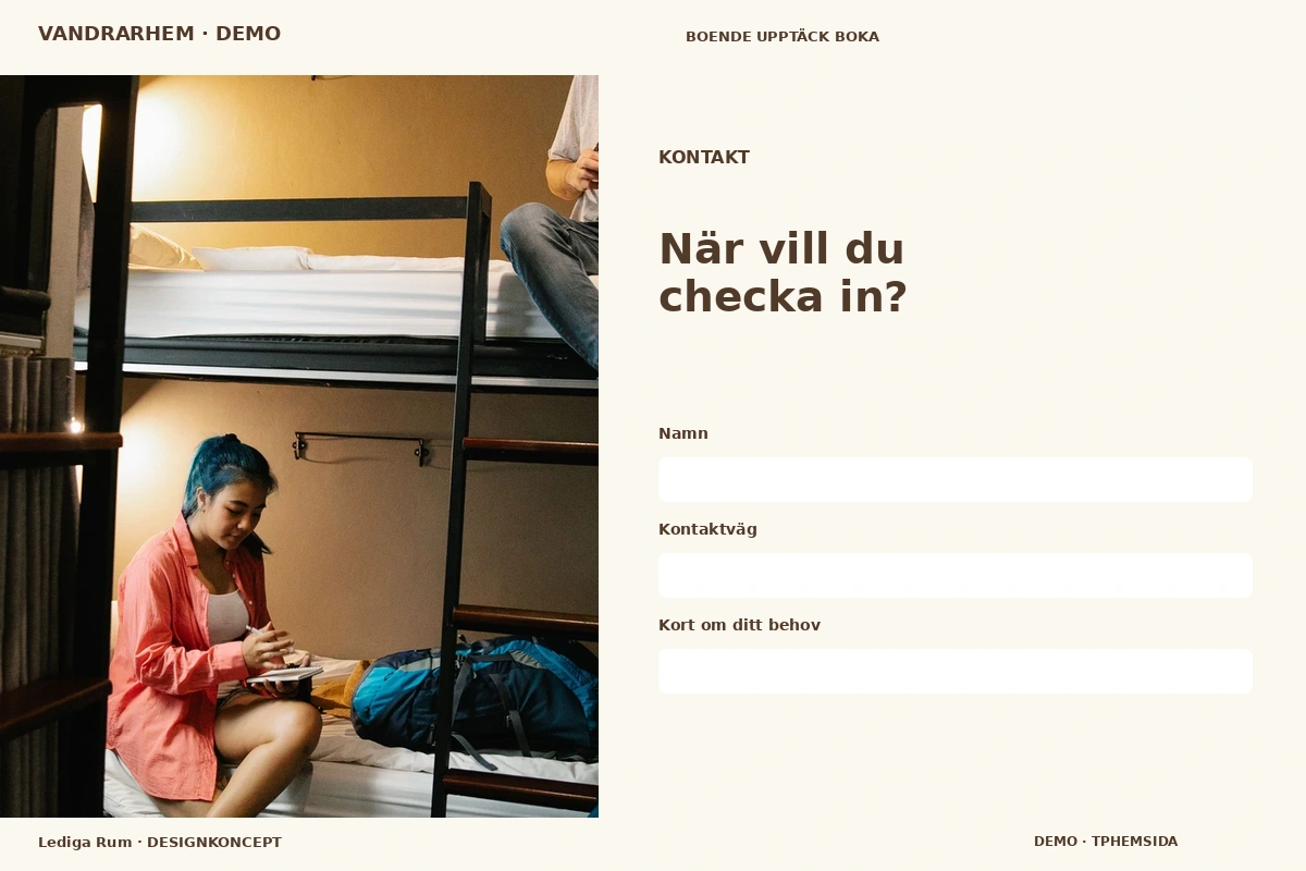 Lediga Rum – Kontakt för vandrarhem