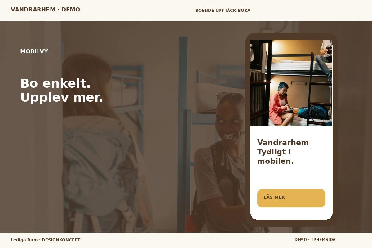 Lediga Rum – Mobilvy för vandrarhem