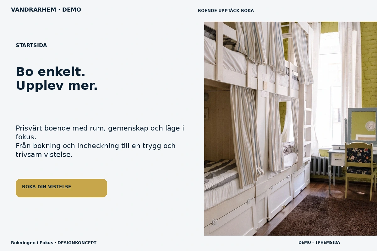 Bokningen i Fokus – Startsida för vandrarhem