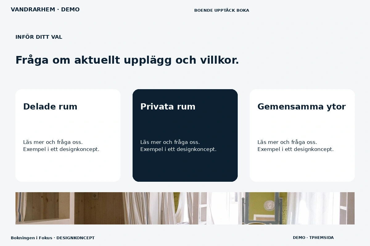Bokningen i Fokus – Alternativ & villkor för vandrarhem