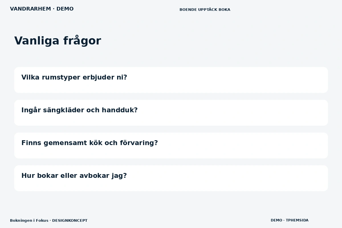 Bokningen i Fokus – Vanliga frågor för vandrarhem