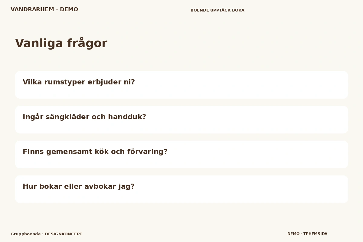 Gruppboende – Vanliga frågor för vandrarhem