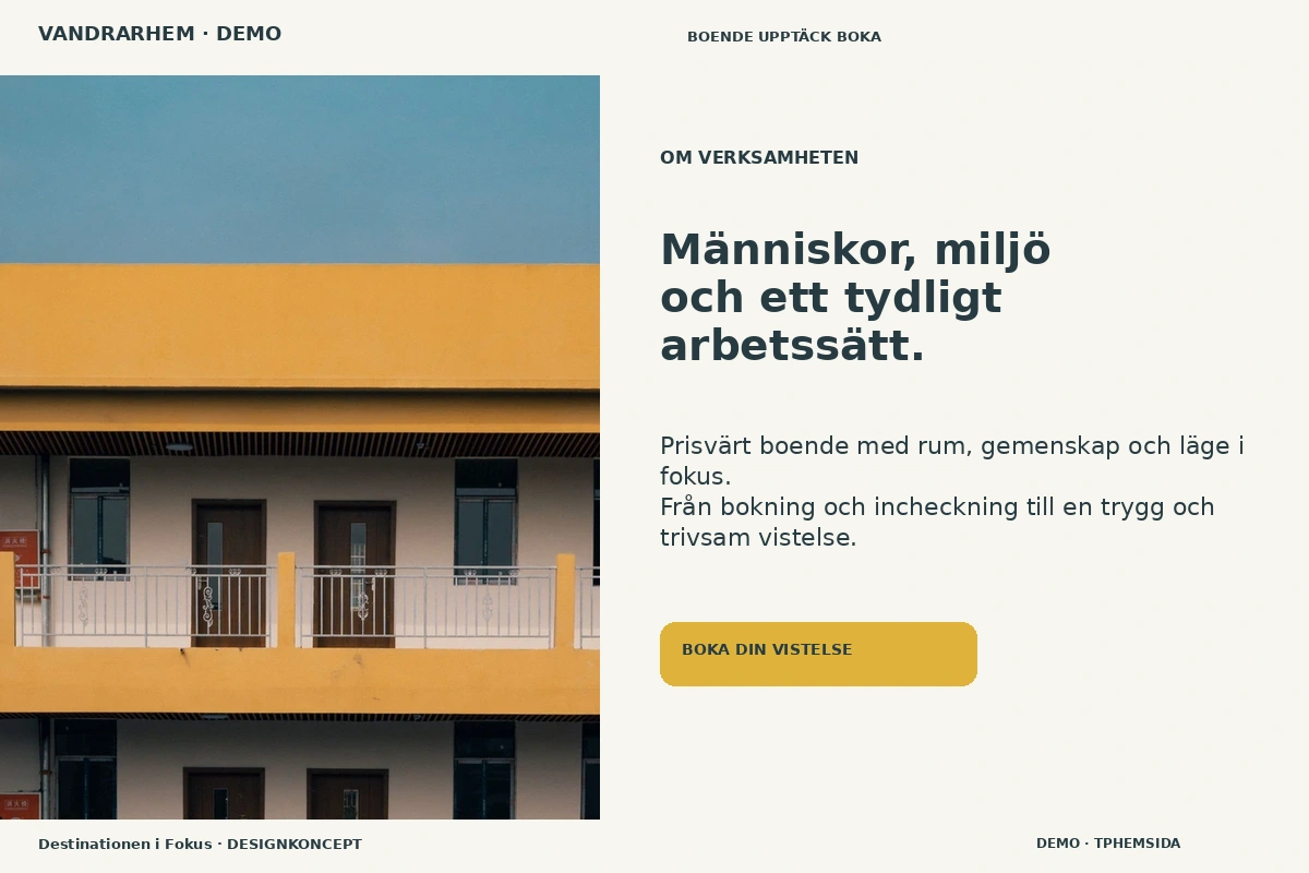 Destinationen i Fokus – Om verksamheten för vandrarhem