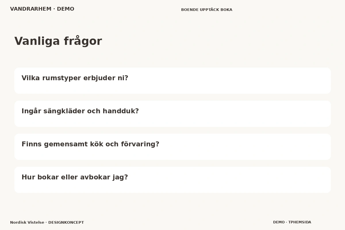Nordisk Vistelse – Vanliga frågor för vandrarhem