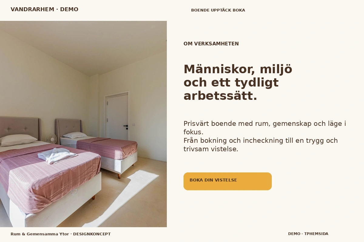Rum & Gemensamma Ytor – Om verksamheten för vandrarhem