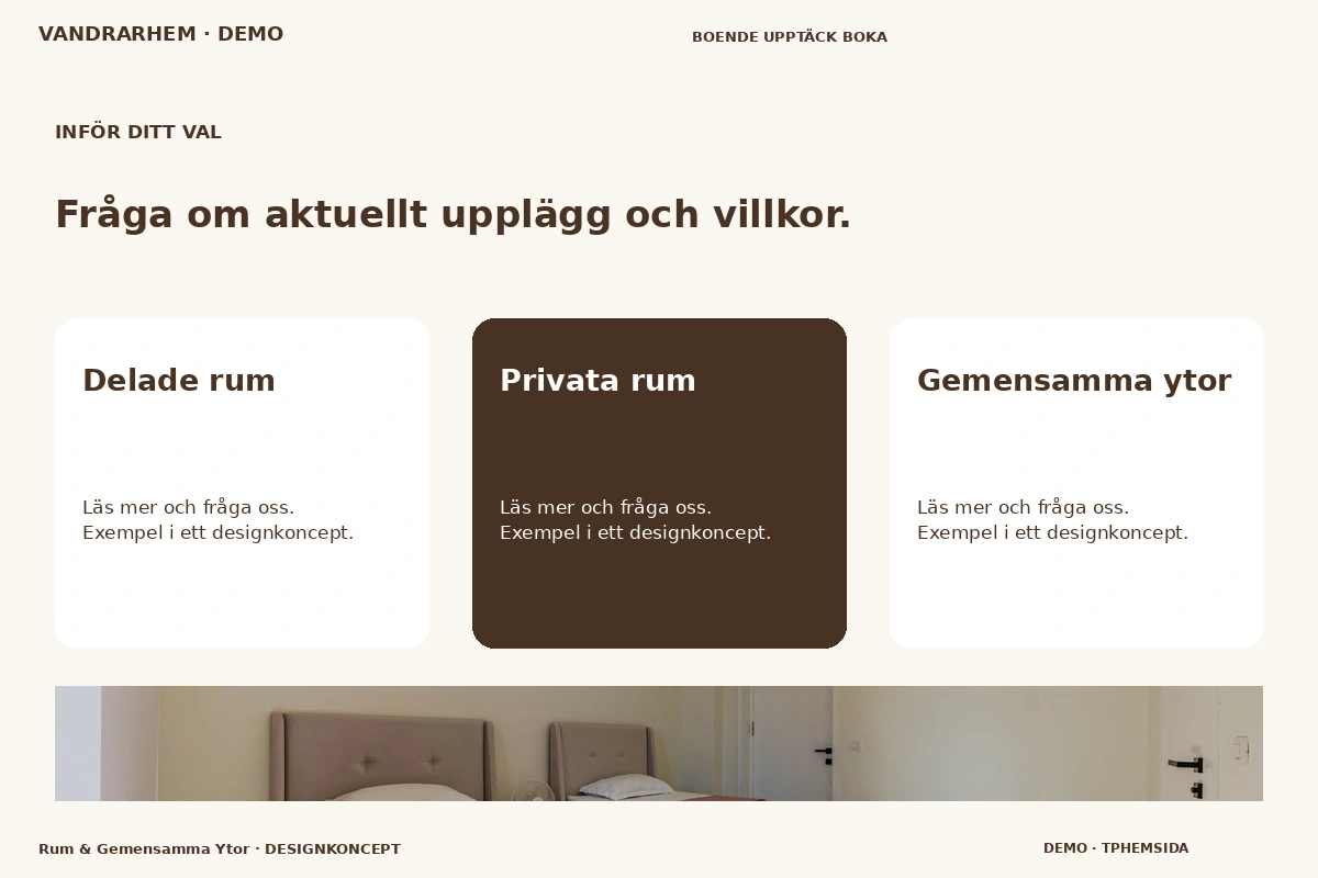 Rum & Gemensamma Ytor – Alternativ & villkor för vandrarhem