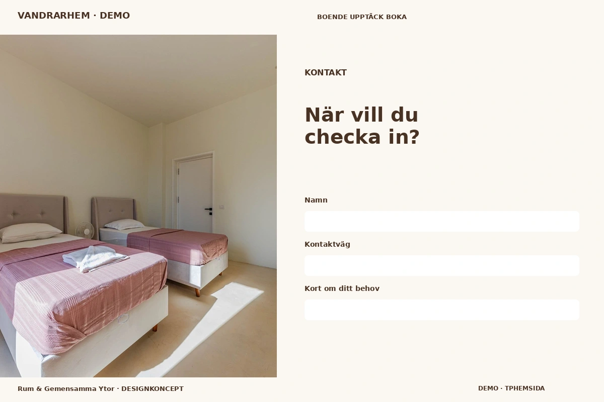 Rum & Gemensamma Ytor – Kontakt för vandrarhem