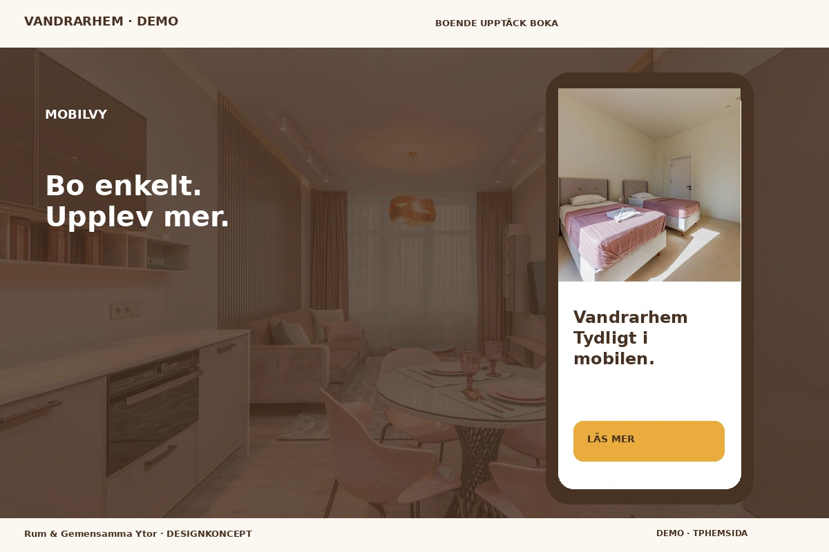 Rum & Gemensamma Ytor – Mobilvy för vandrarhem