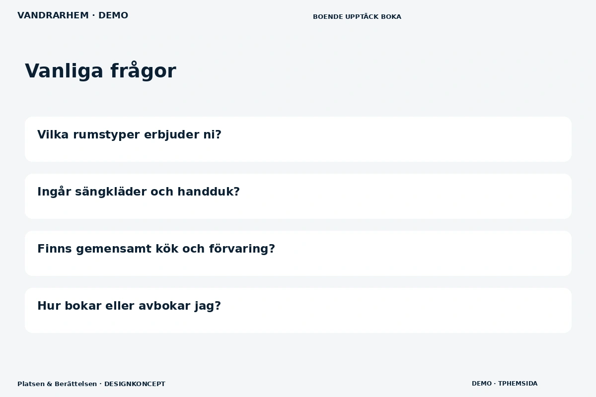Platsen & Berättelsen – Vanliga frågor för vandrarhem