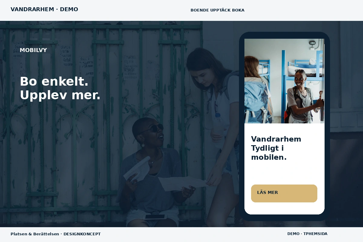Platsen & Berättelsen – Mobilvy för vandrarhem