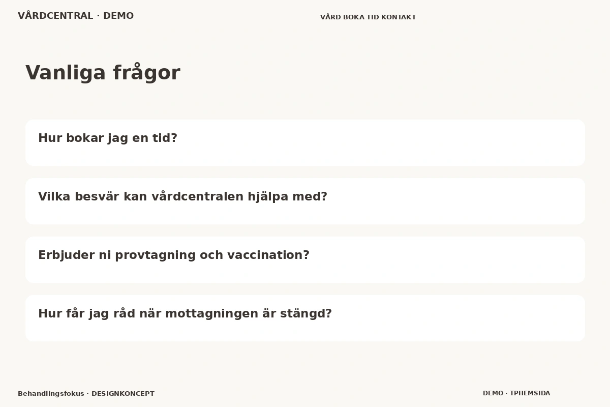 Behandlingsfokus – Vanliga frågor för vårdcentral