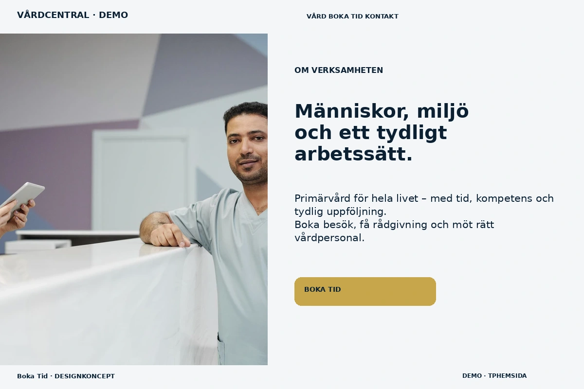 Boka Tid – Om verksamheten för vårdcentral