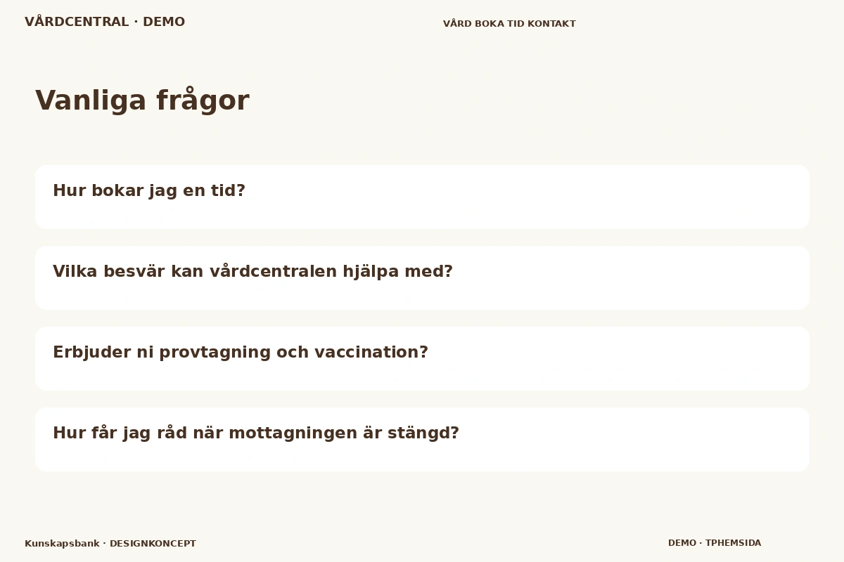 Kunskapsbank – Vanliga frågor för vårdcentral