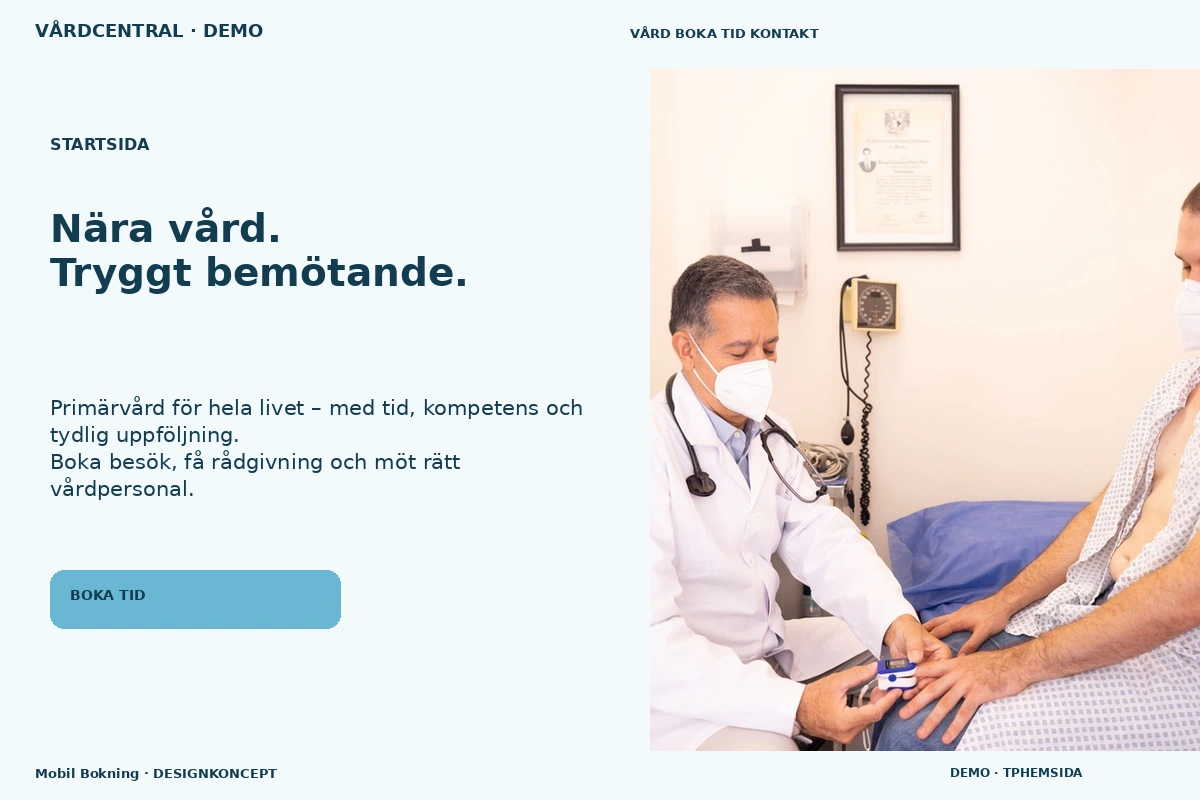 Mobil Bokning – Startsida för vårdcentral