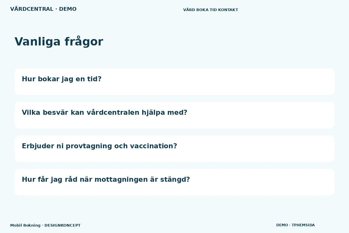 Mobil Bokning – Vanliga frågor för vårdcentral