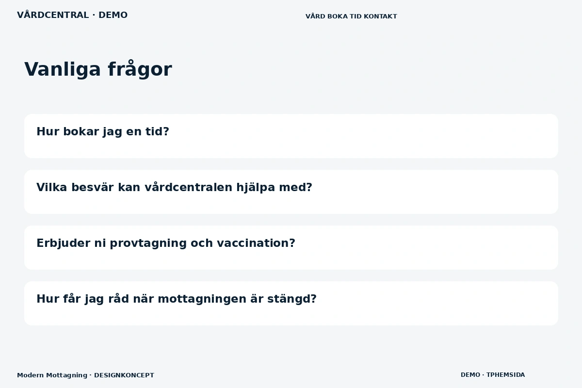Modern Mottagning – Vanliga frågor för vårdcentral