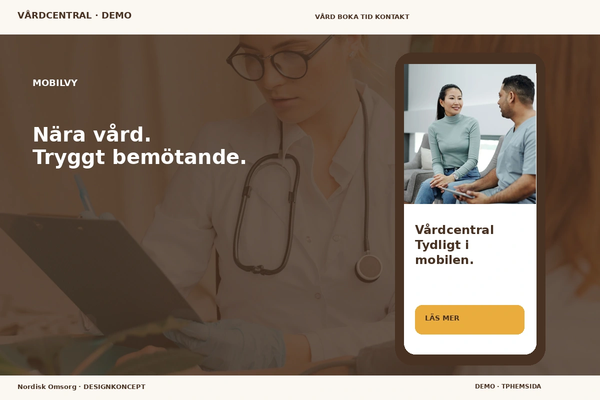 Nordisk Omsorg – Mobilvy för vårdcentral