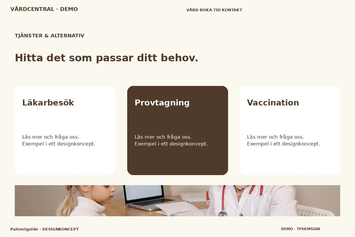 Patientguide – Tjänster & alternativ för vårdcentral