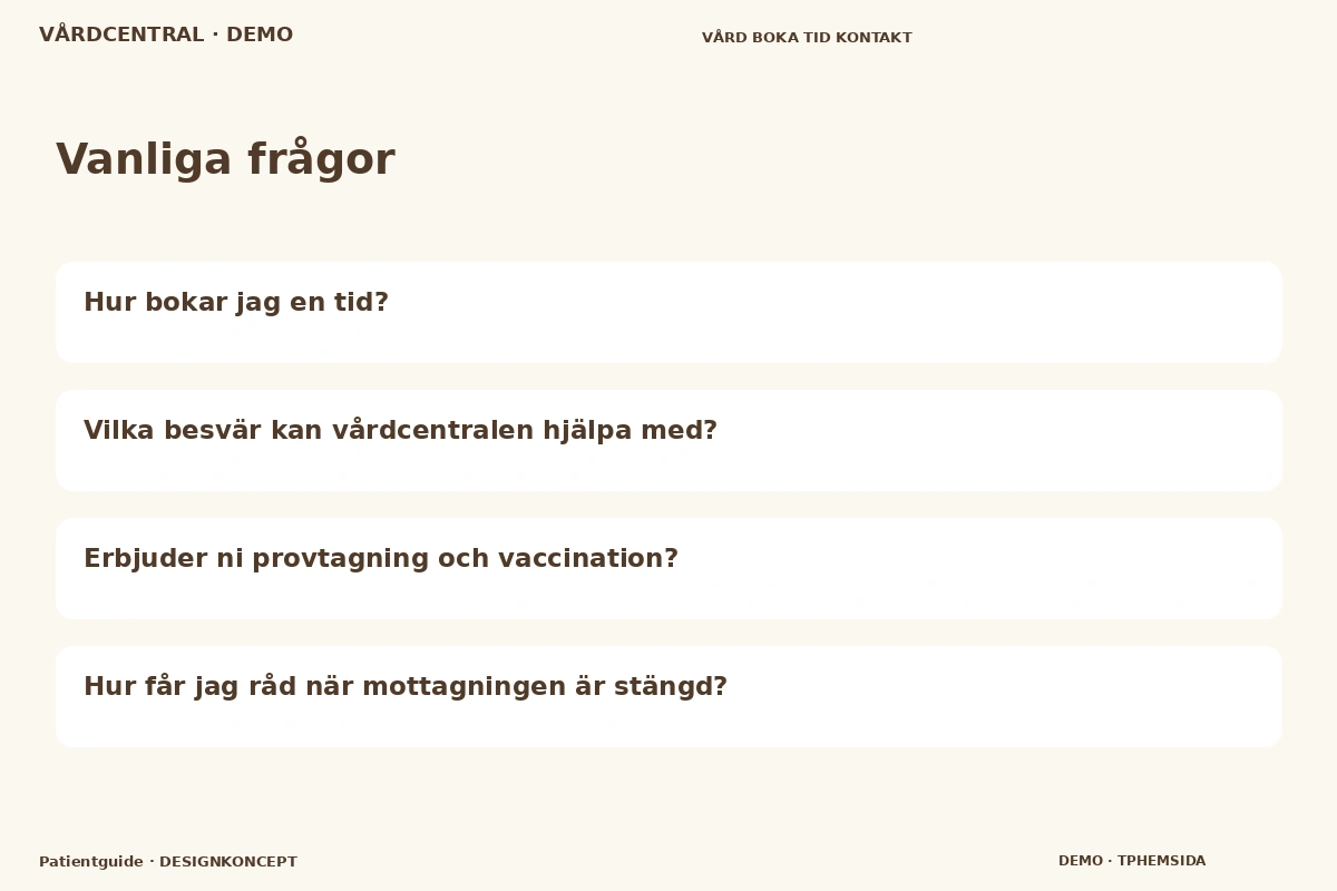 Patientguide – Vanliga frågor för vårdcentral