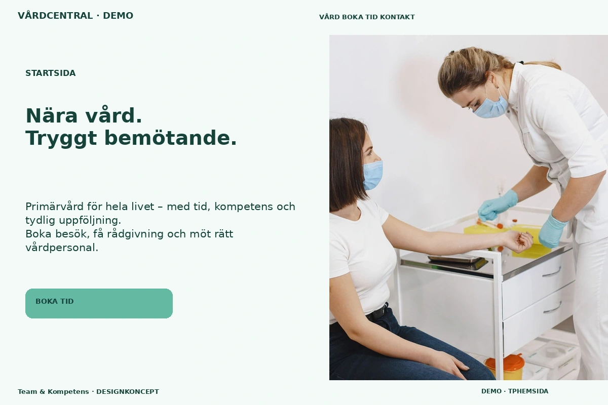 Team & Kompetens – Startsida för vårdcentral