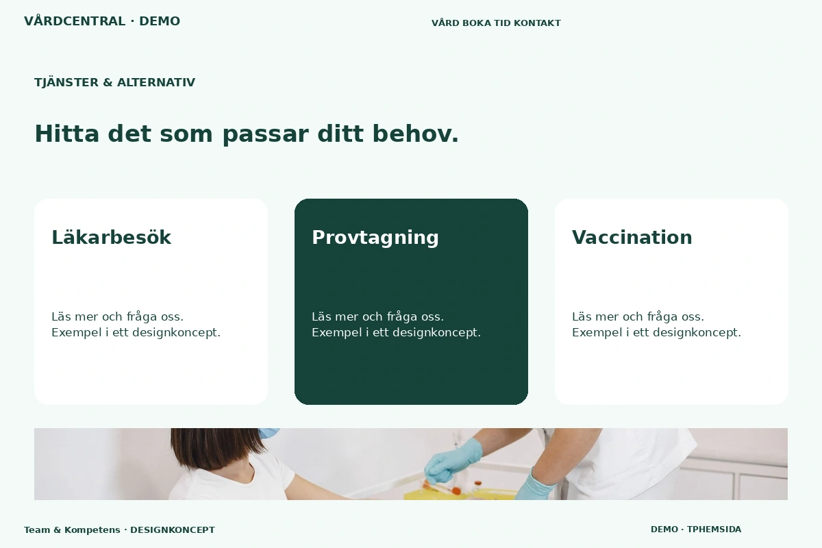 Team & Kompetens – Tjänster & alternativ för vårdcentral