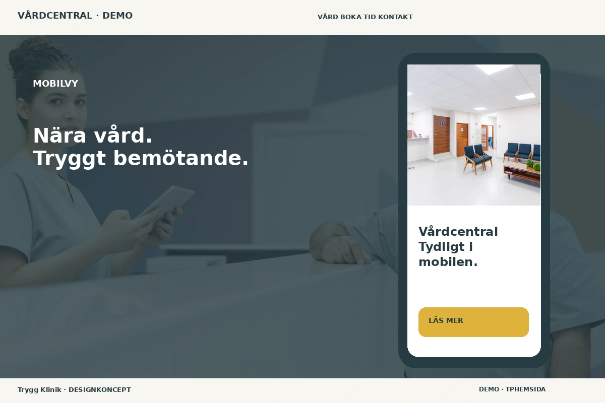 Trygg Klinik – Mobilvy för vårdcentral