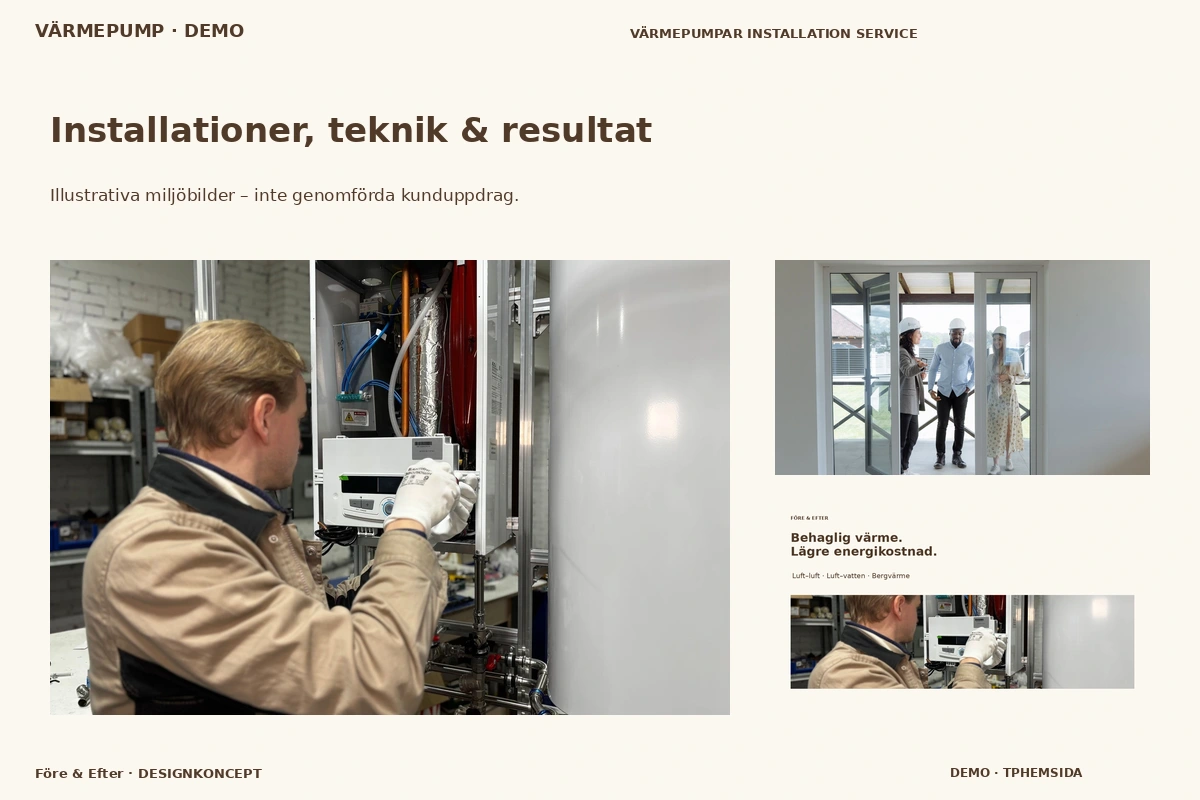 Före & Efter – Installationer, teknik & resultat för värmepump