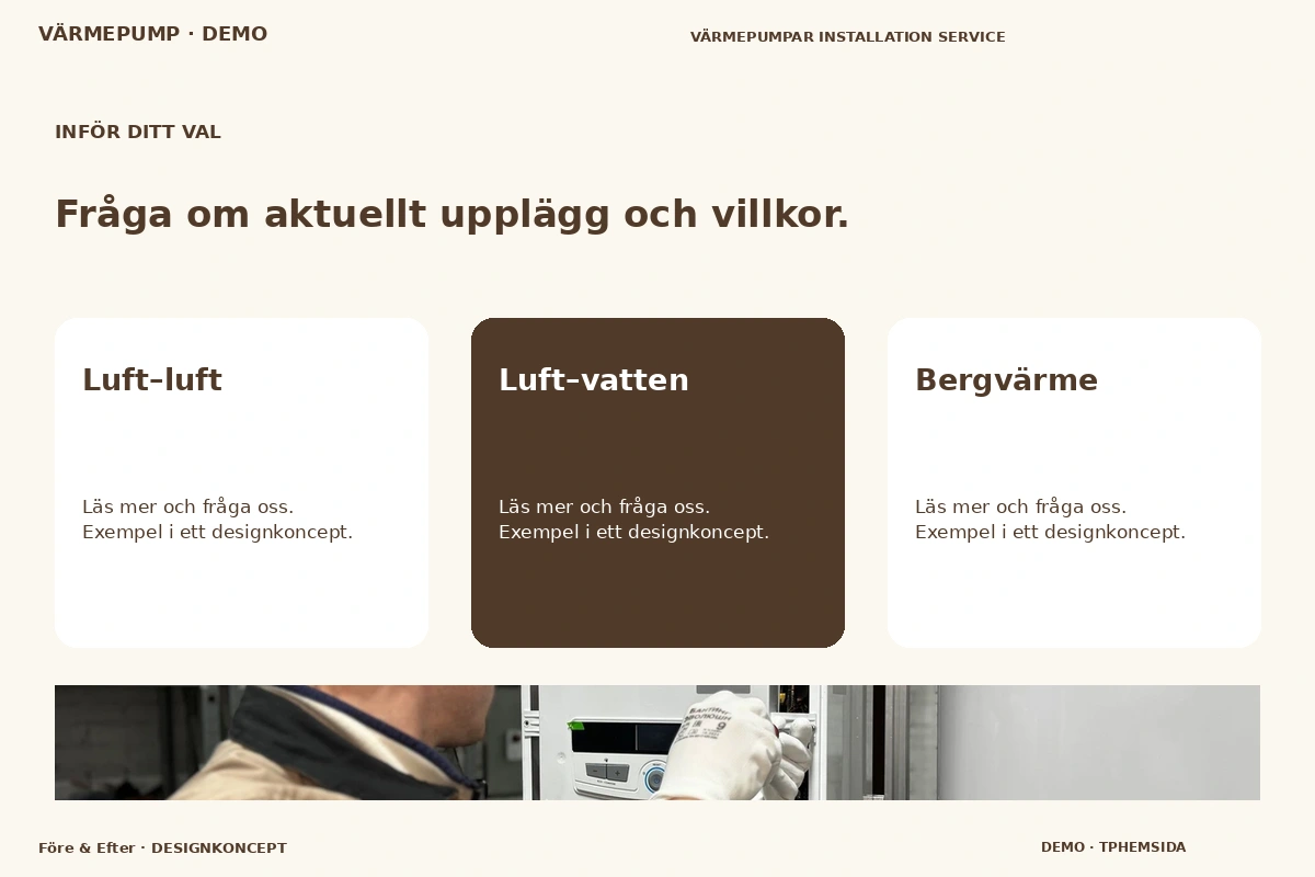 Före & Efter – Alternativ & villkor för värmepump