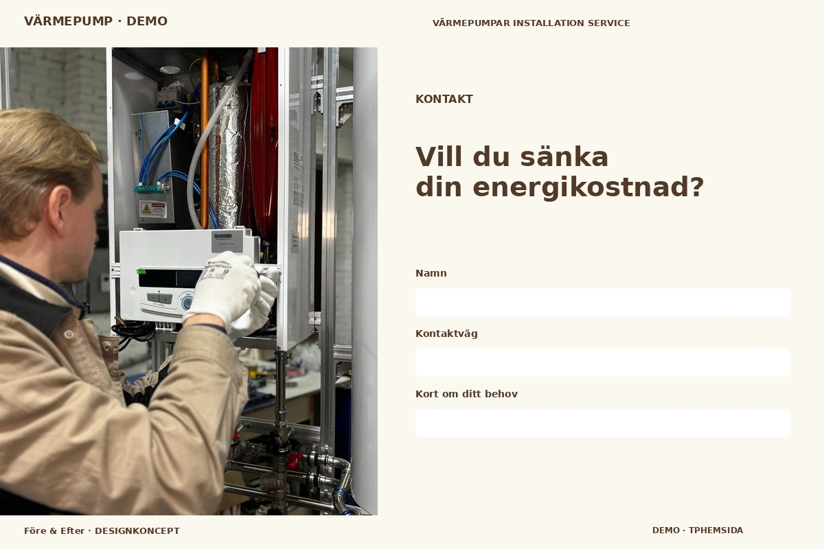 Före & Efter – Kontakt för värmepump