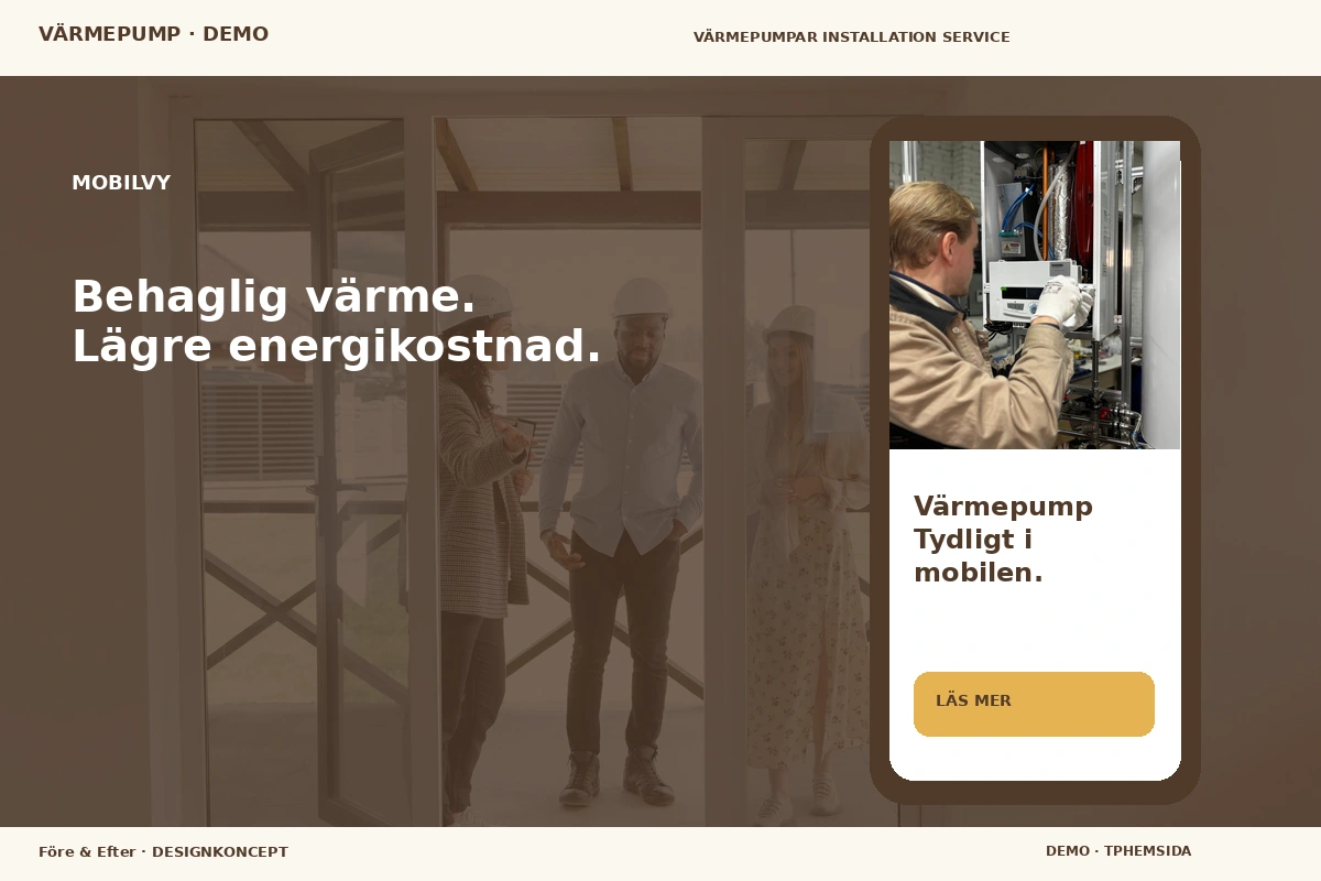 Före & Efter – Mobilvy för värmepump