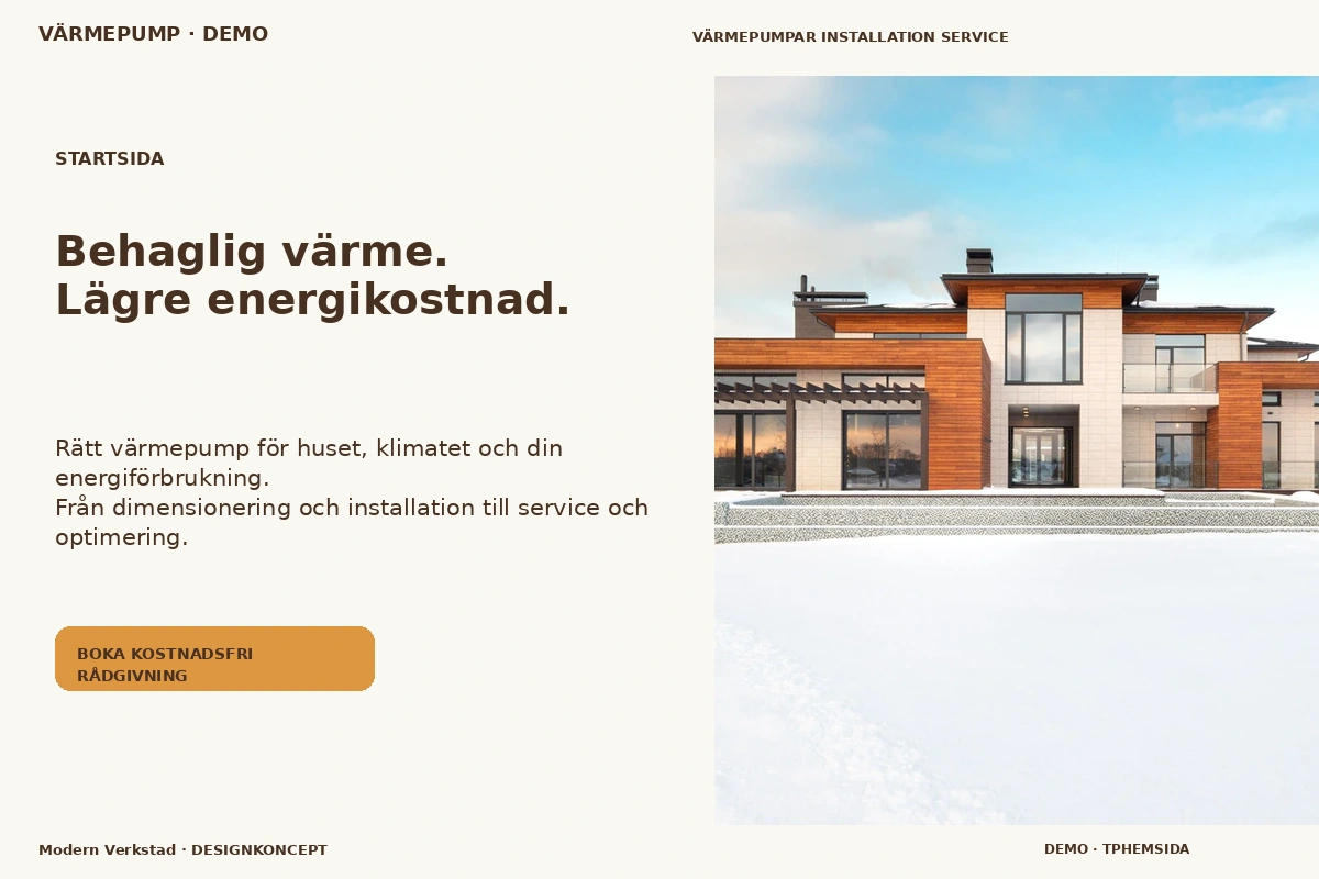 Modern Verkstad – Startsida för värmepump