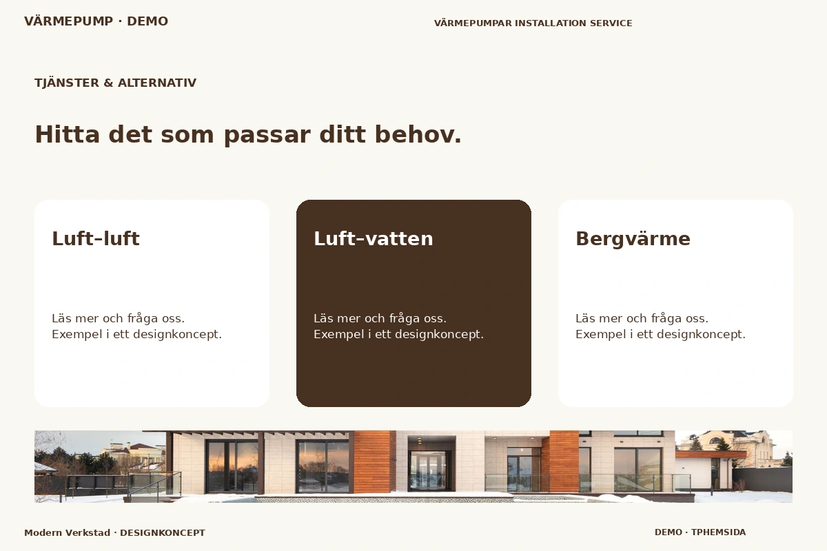 Modern Verkstad – Tjänster & alternativ för värmepump
