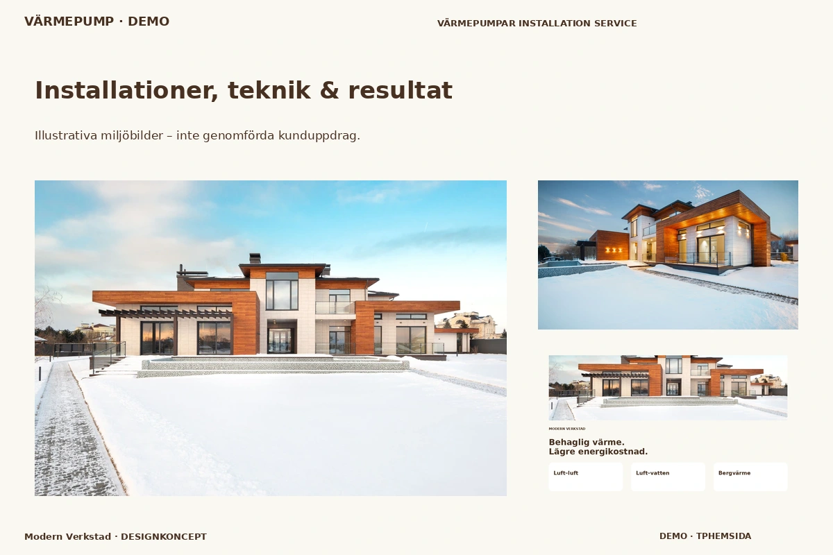 Modern Verkstad – Installationer, teknik & resultat för värmepump