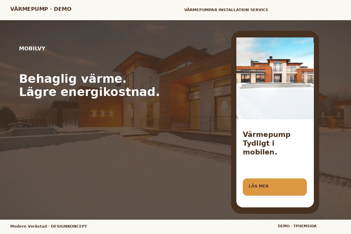 Modern Verkstad – Mobilvy för värmepump