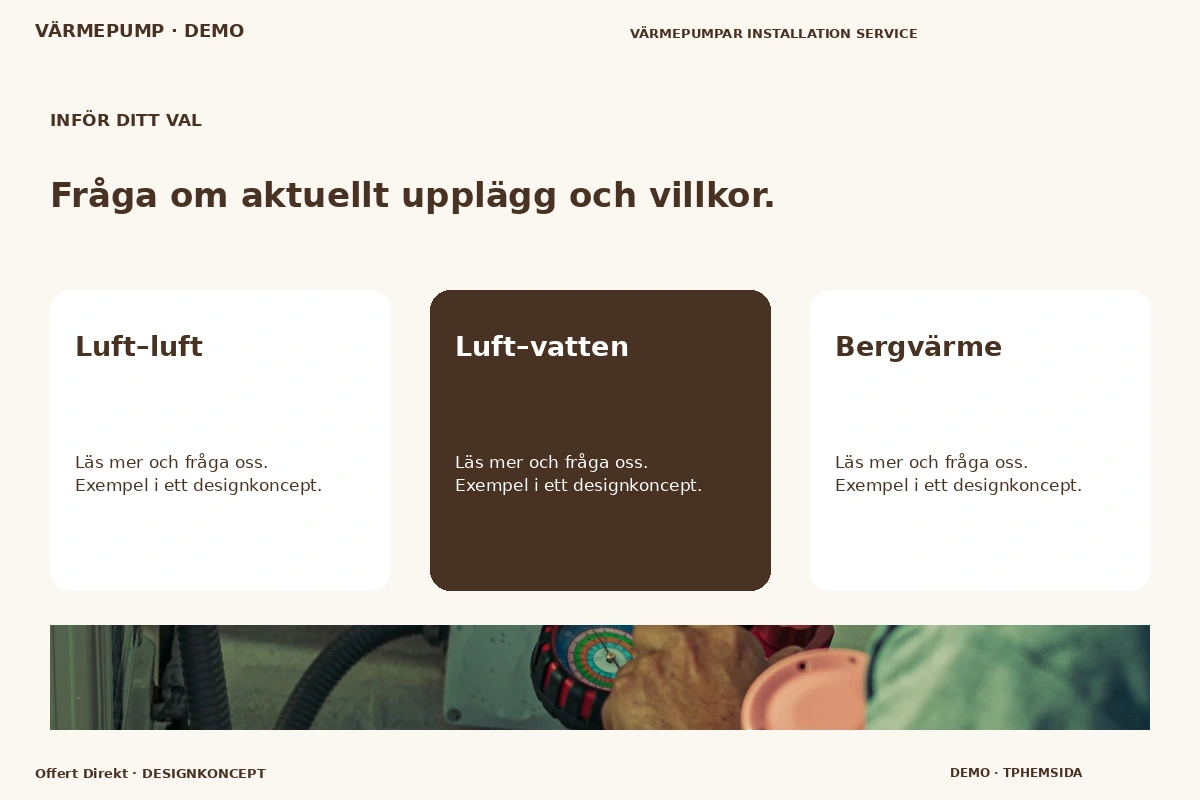 Offert Direkt – Alternativ & villkor för värmepump