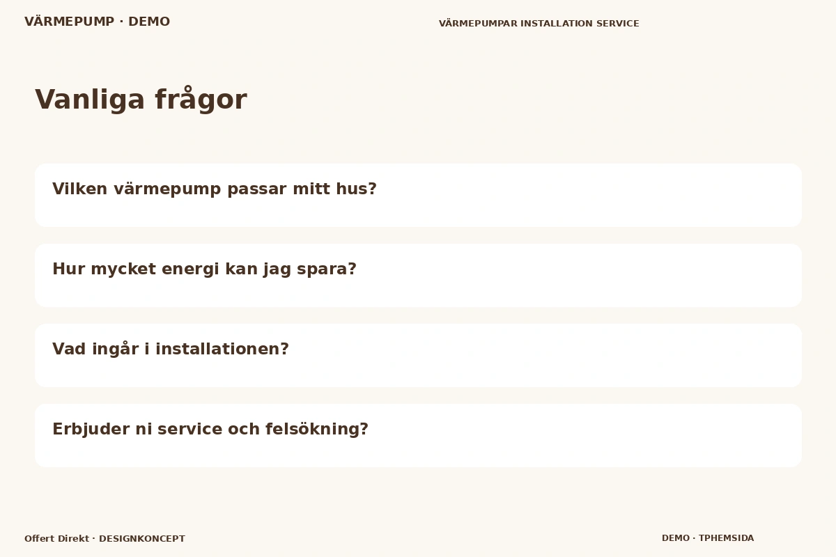 Offert Direkt – Vanliga frågor för värmepump