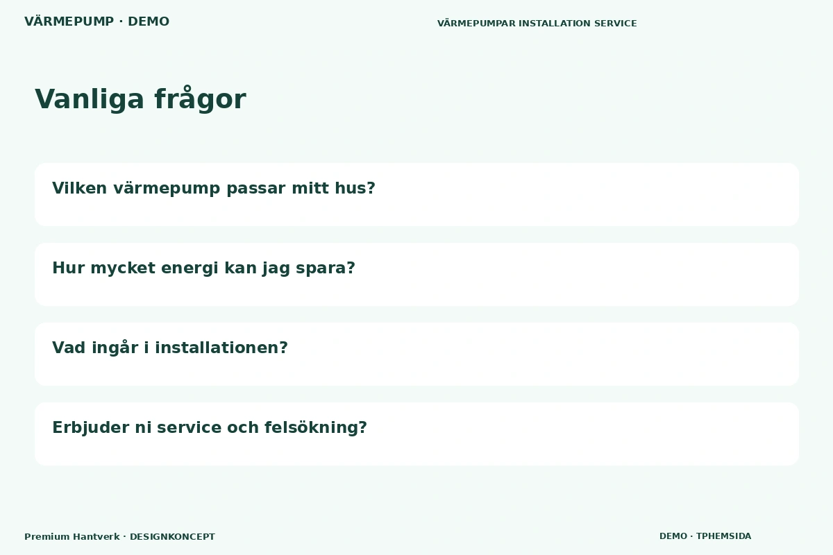 Premium Hantverk – Vanliga frågor för värmepump