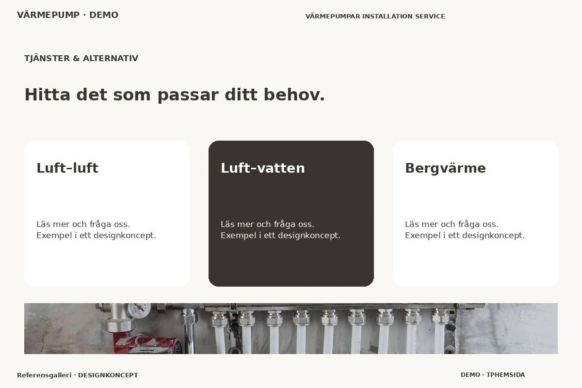 Referensgalleri – Tjänster & alternativ för värmepump
