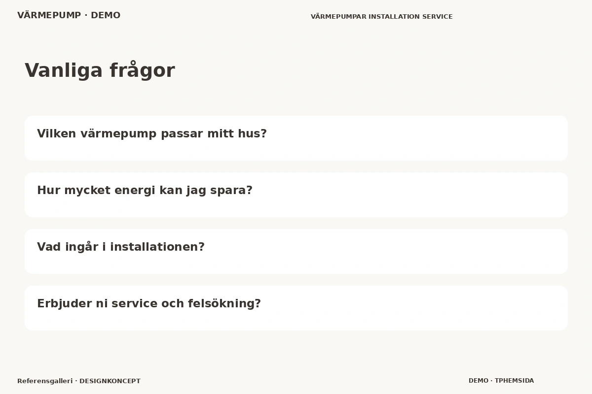 Referensgalleri – Vanliga frågor för värmepump