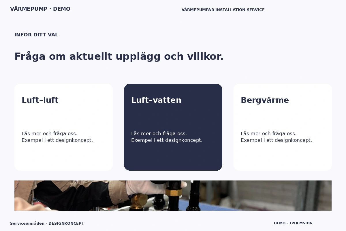 Serviceområden – Alternativ & villkor för värmepump