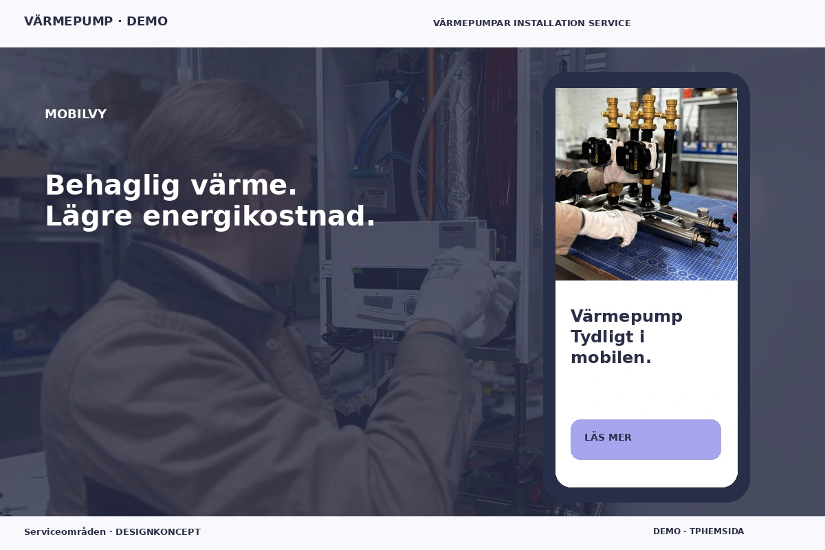 Serviceområden – Mobilvy för värmepump