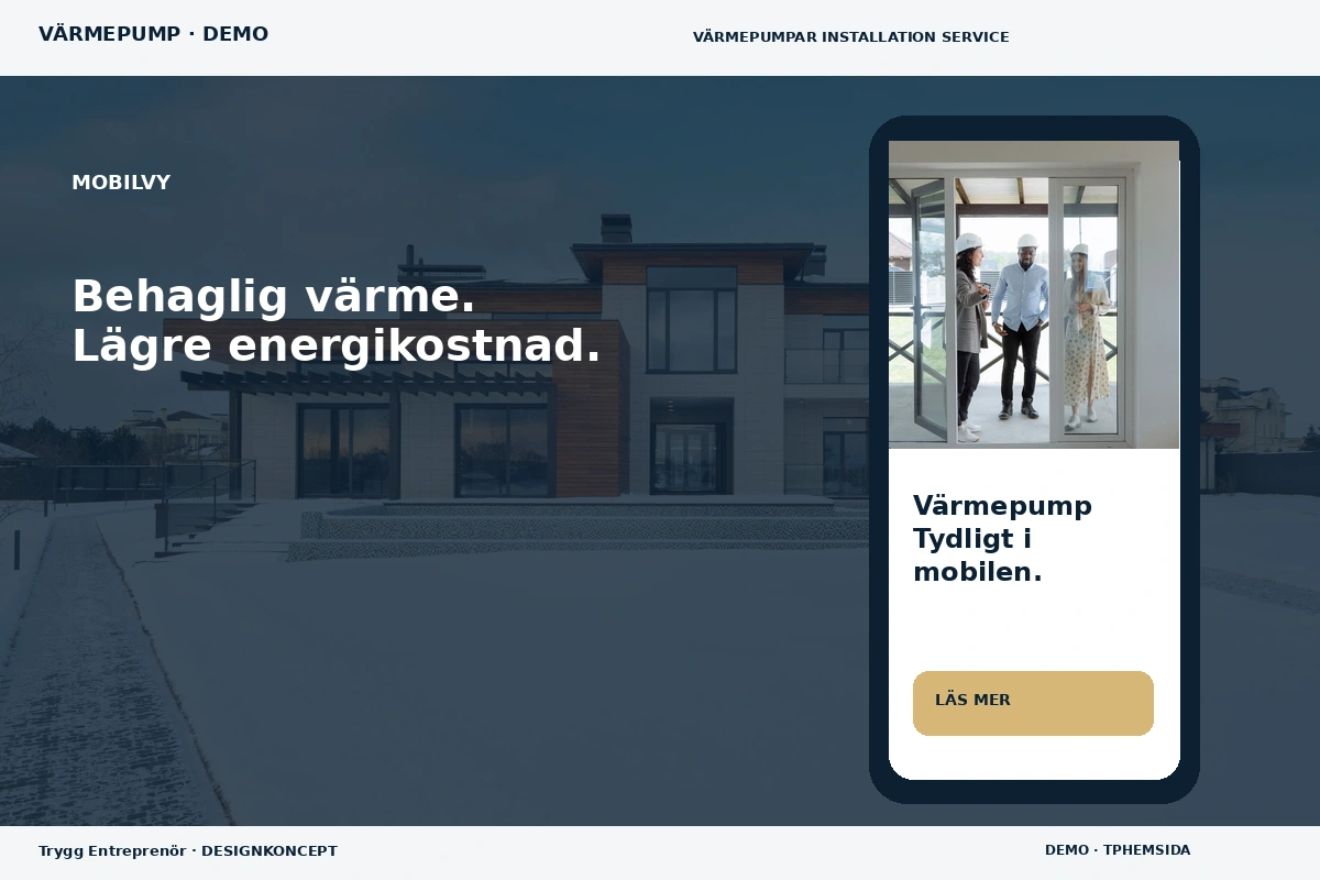 Trygg Entreprenör – Mobilvy för värmepump