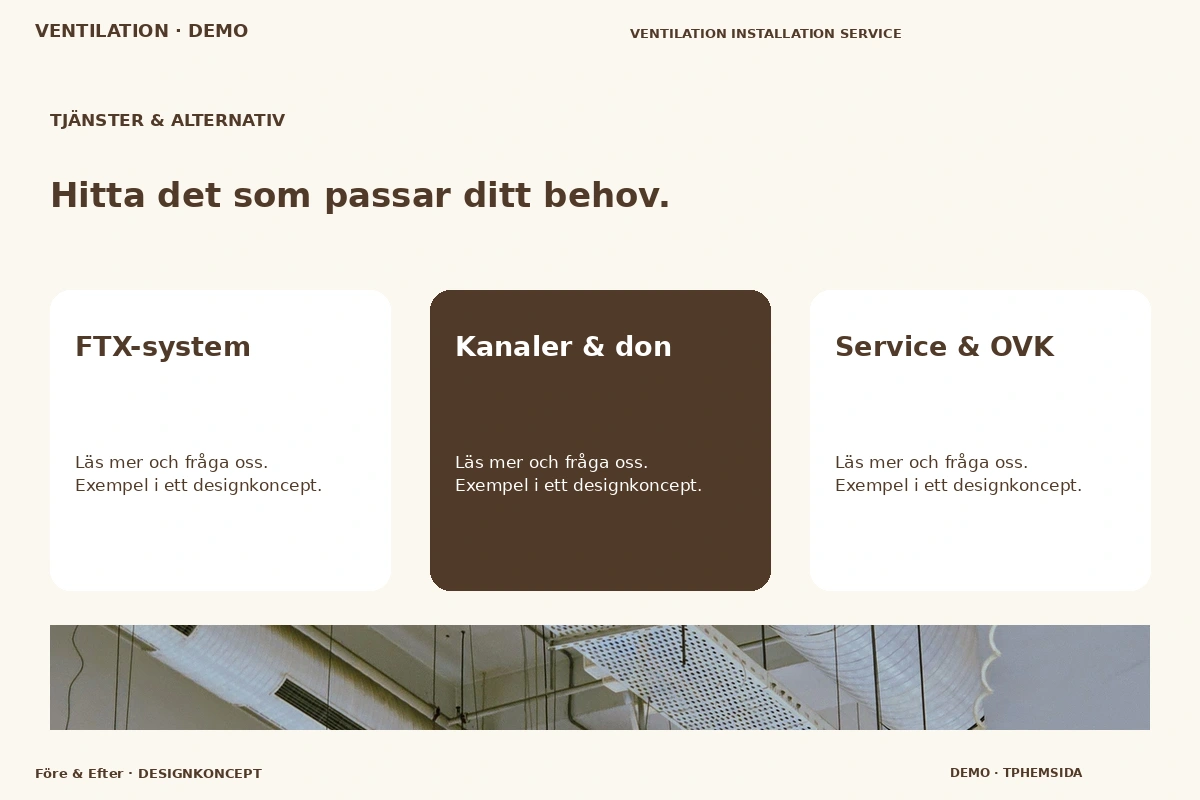 Före & Efter – Tjänster & alternativ för ventilation