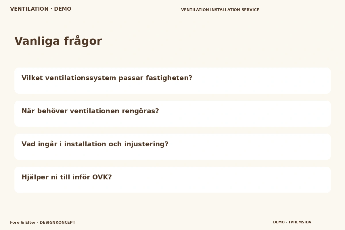 Före & Efter – Vanliga frågor för ventilation
